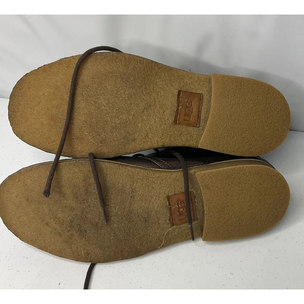 UGG Leighton Chukka Boot 3275 Leather Shoes Chocolate Brown 2 eye Men Sz 12‎